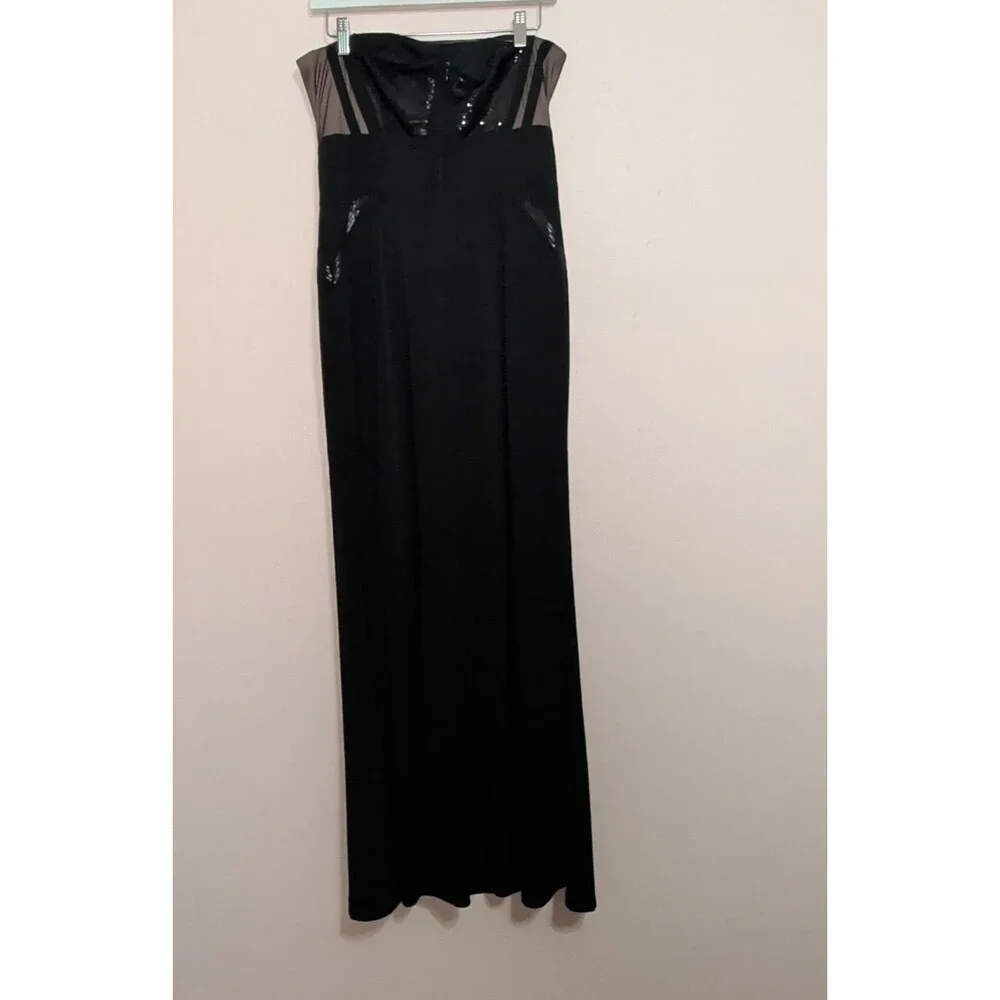 Calvin Klein Size 8 Black Sequin Mermaid Dress Strapless Formal Evening Maxi - Picture 5 of 15